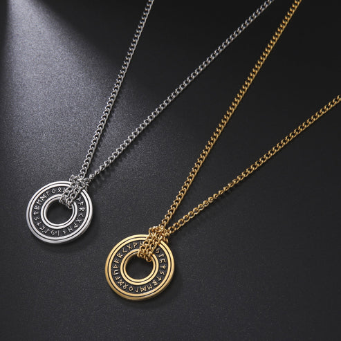 Luen Letter Circle Pendant Men's Necklace